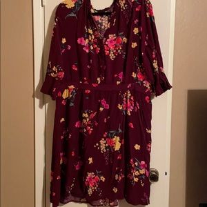 Old Navy XXL Burgundy Dress w/ Floral